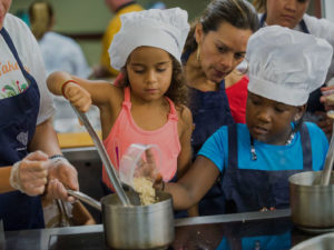 kids cooking food with organic beans