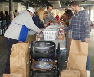 Start of a packing line at Weekend Food for Kids