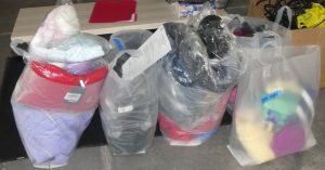 Bags of clothing ready to be delivered