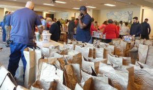 A view of the large collection of bags that were prepared as part of this food packing event