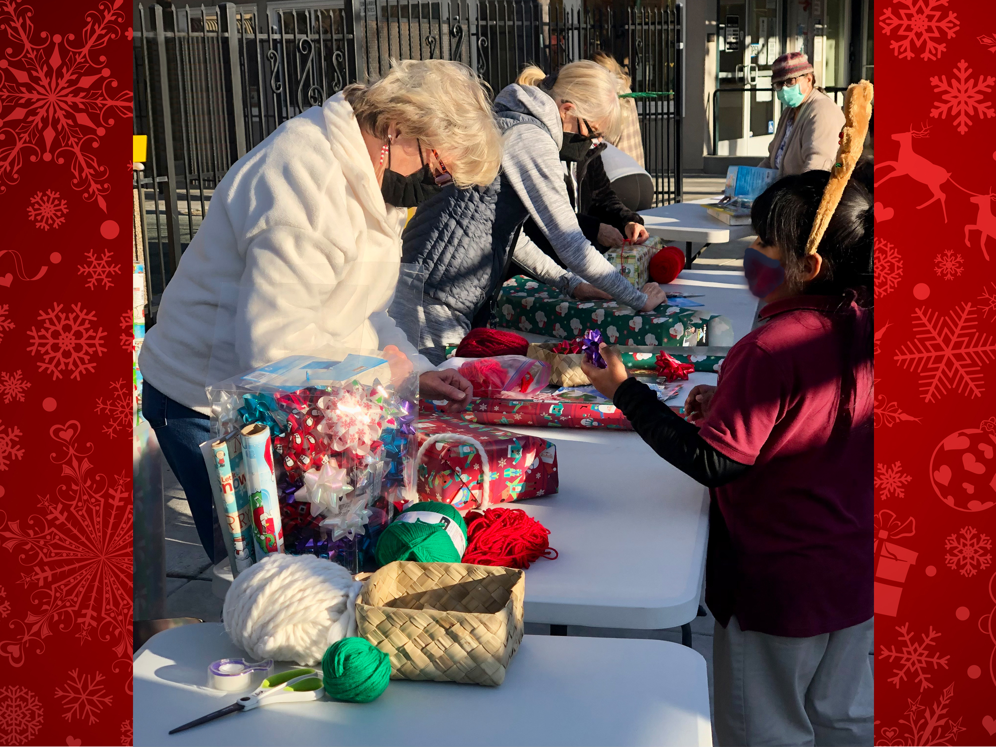 Volunteers Wrapping Gifts with CityTeam