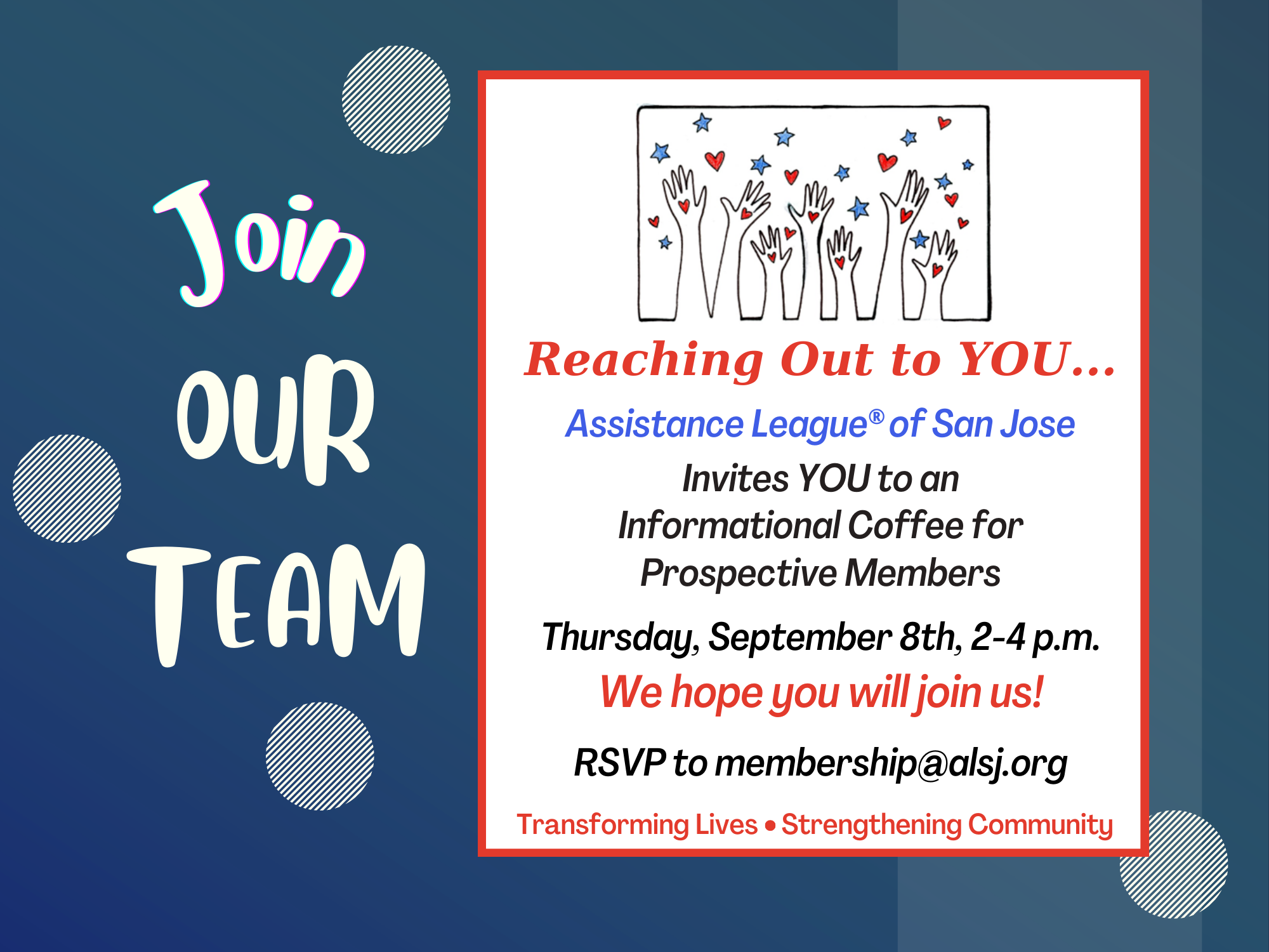 New Member Informational Coffee Sept. 8th 2-4pm